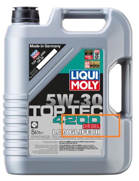 Liqui Moly Top Tec 4200 Diesel 5W30 НС синтетическое дизельное моторное масло (2376)