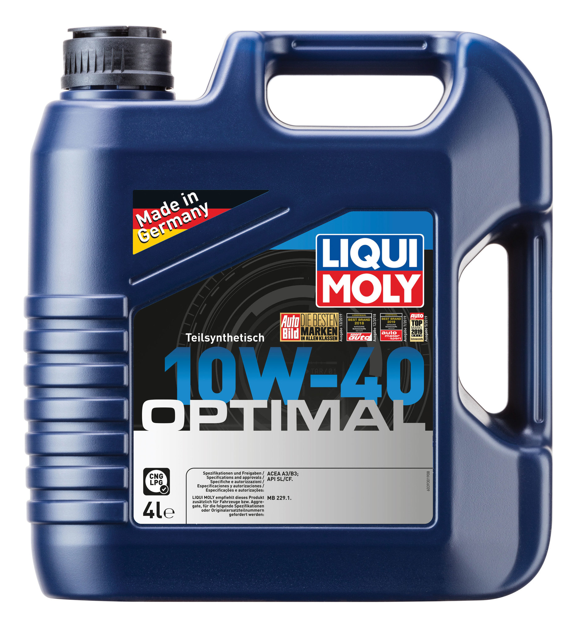 Моторное масло Liqui Moly Optimal 10W40 полусинтетическое 4л