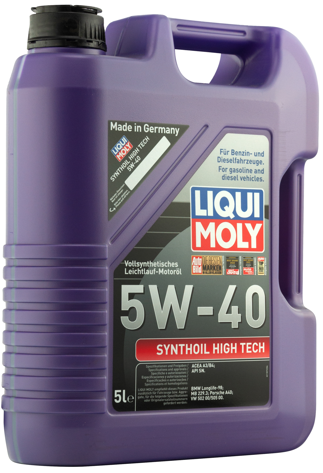 Моторное масло LIQUI MOLY Synthoil High Tech 5W40, MB 229.3, SN, синтетическое, 5л