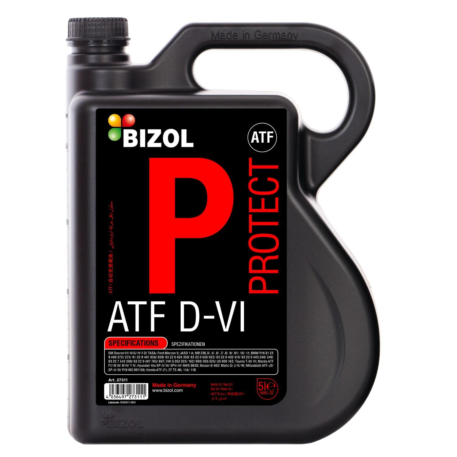 Трансмиссионное масло BIZOL НС для АКПП Protect ATF D-VI (5л)