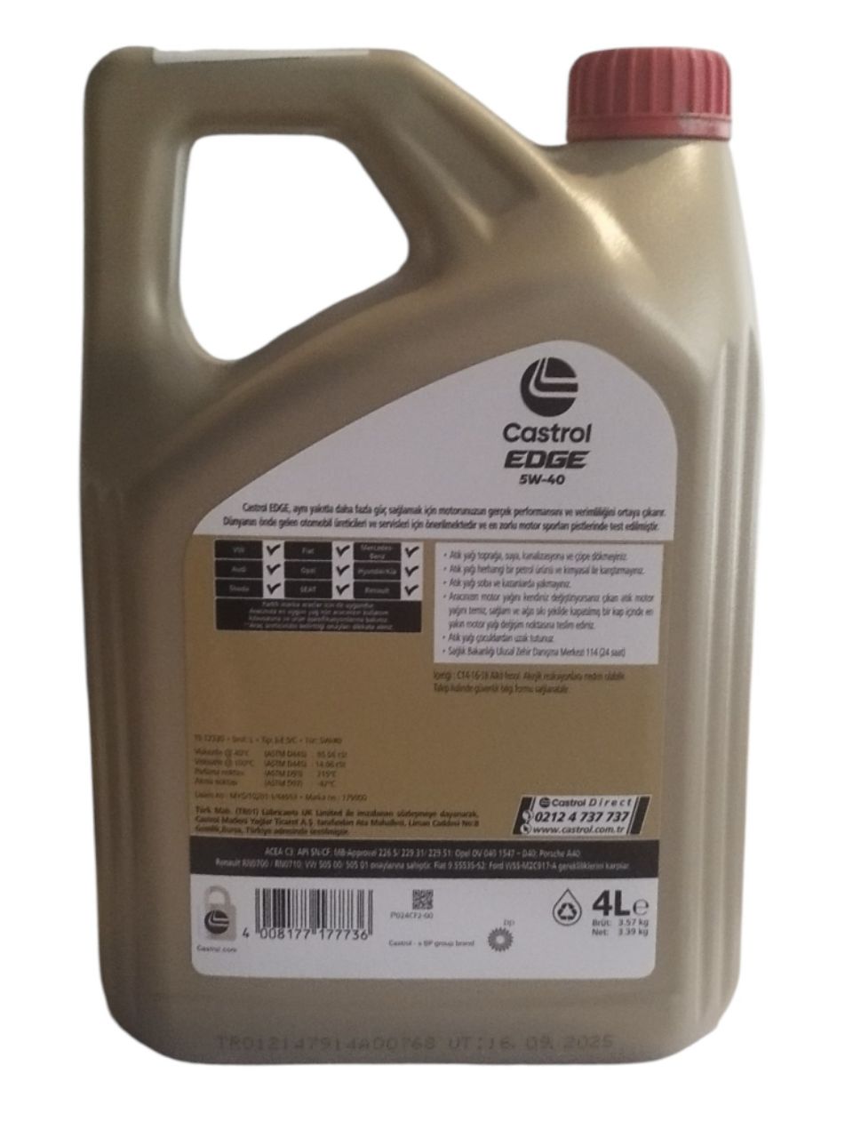 Масло моторное Castrol EDGE 5W40 синтетическое 4л
