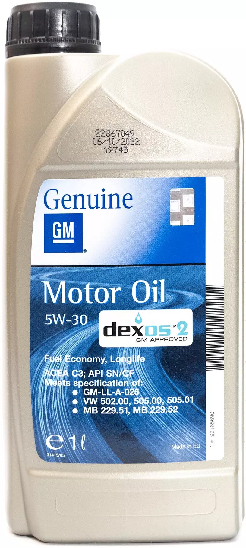 Масло моторное GM Dexos 2 5W-30 синтетическое 1 л
