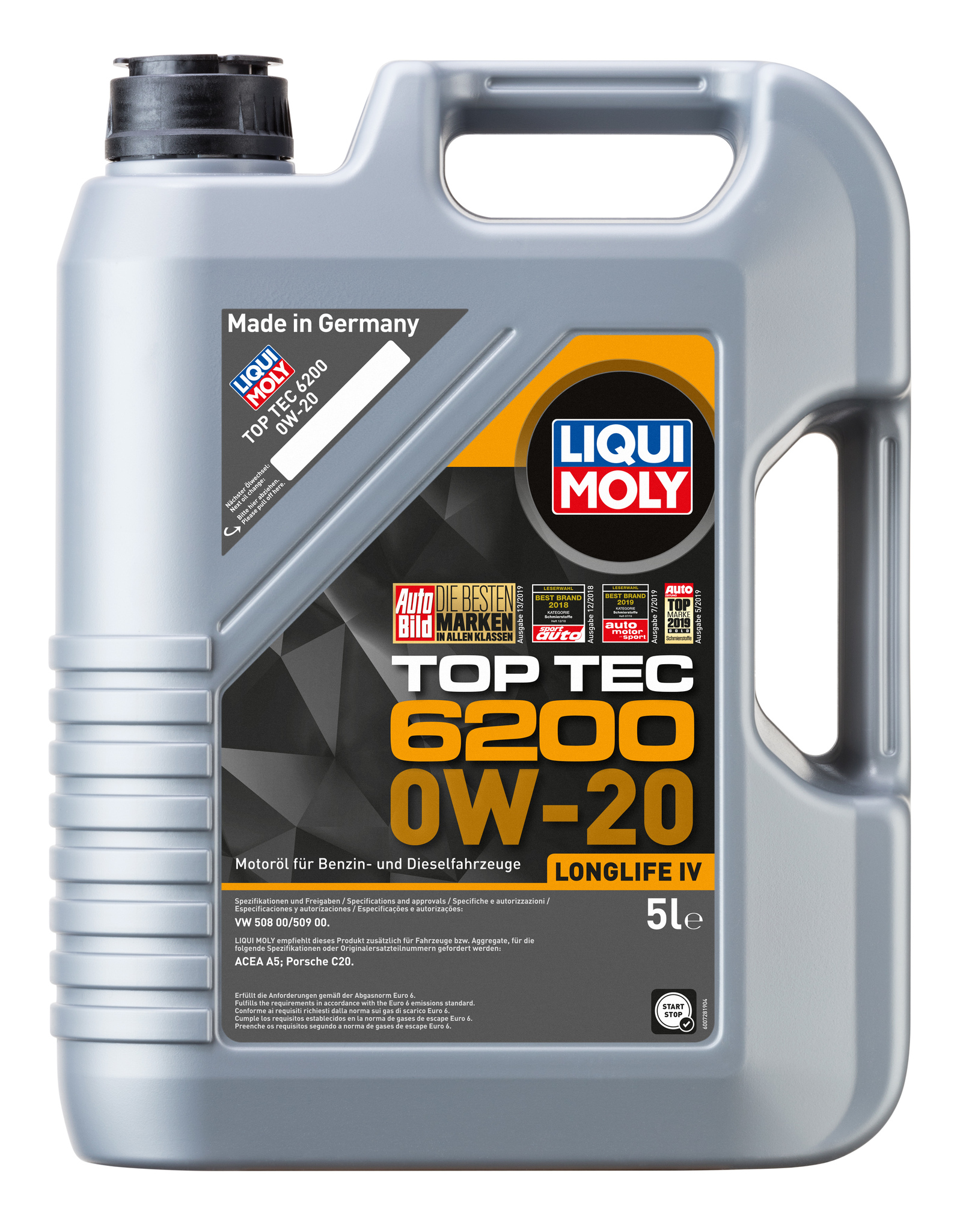 Моторное масло LIQUI MOLY Top Tec 6200 0W20 НС синтетическое 5л
