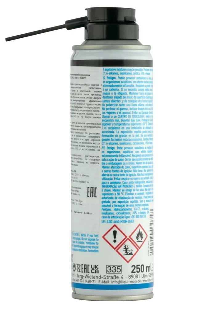 Грязеотталкивающая белая смазка Liqui Moly Wartungs Spray Weiss 250 мл.
