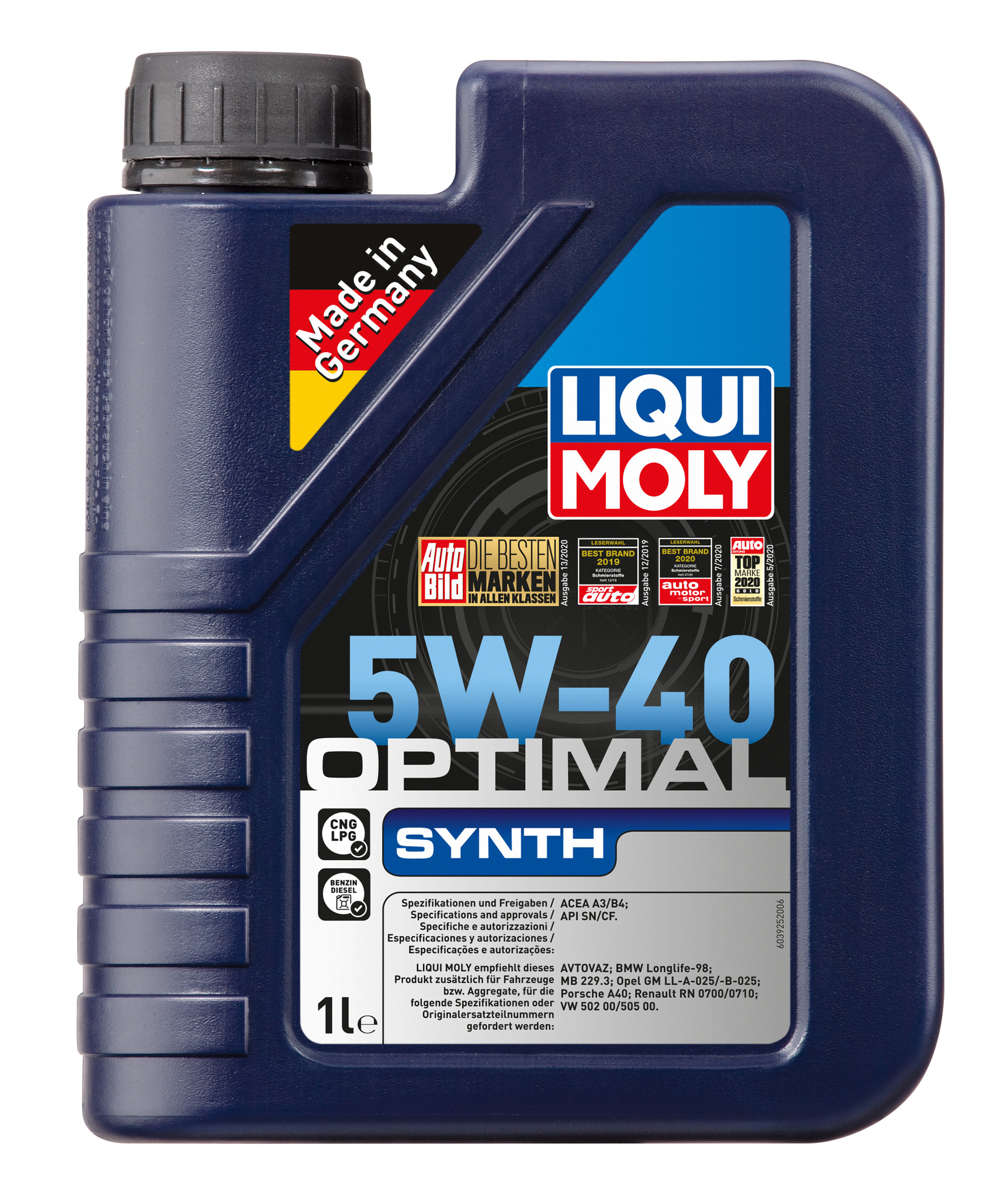 Моторное масло Liqui Moly Optimal Synth 5W40 hc-синтетическое 1л