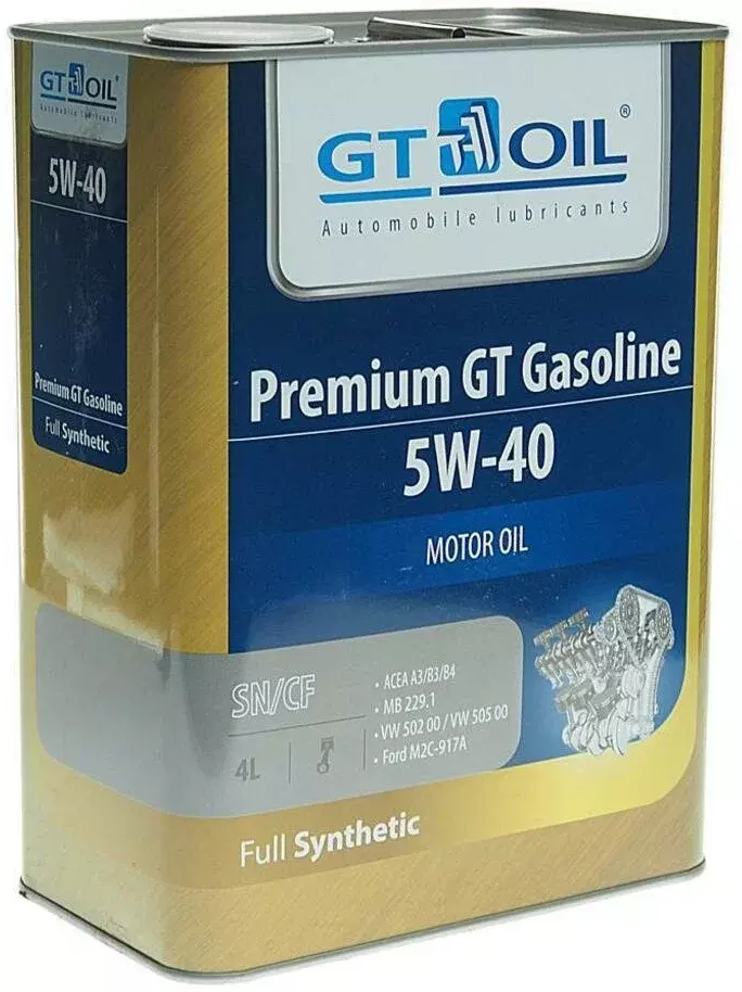 Полусинтетическое моторное масло GT OIL Premium GT Gasoline 5W-40, 4 л, 3.9 кг