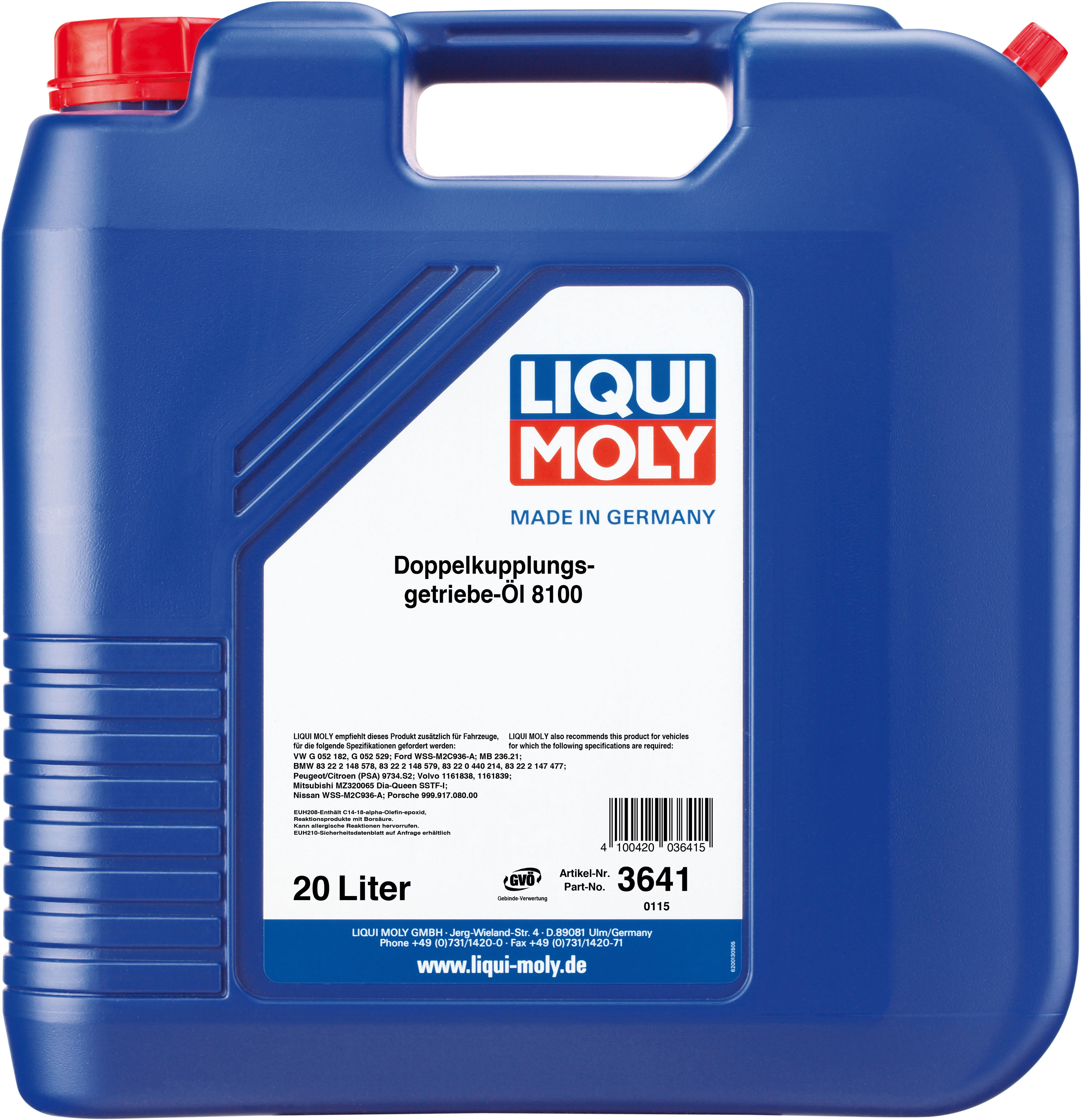 Трансмиссионное масло для DSG Liqui Moly Doppelkupplungsgetriebe Oil 8100 синтетическое 20л