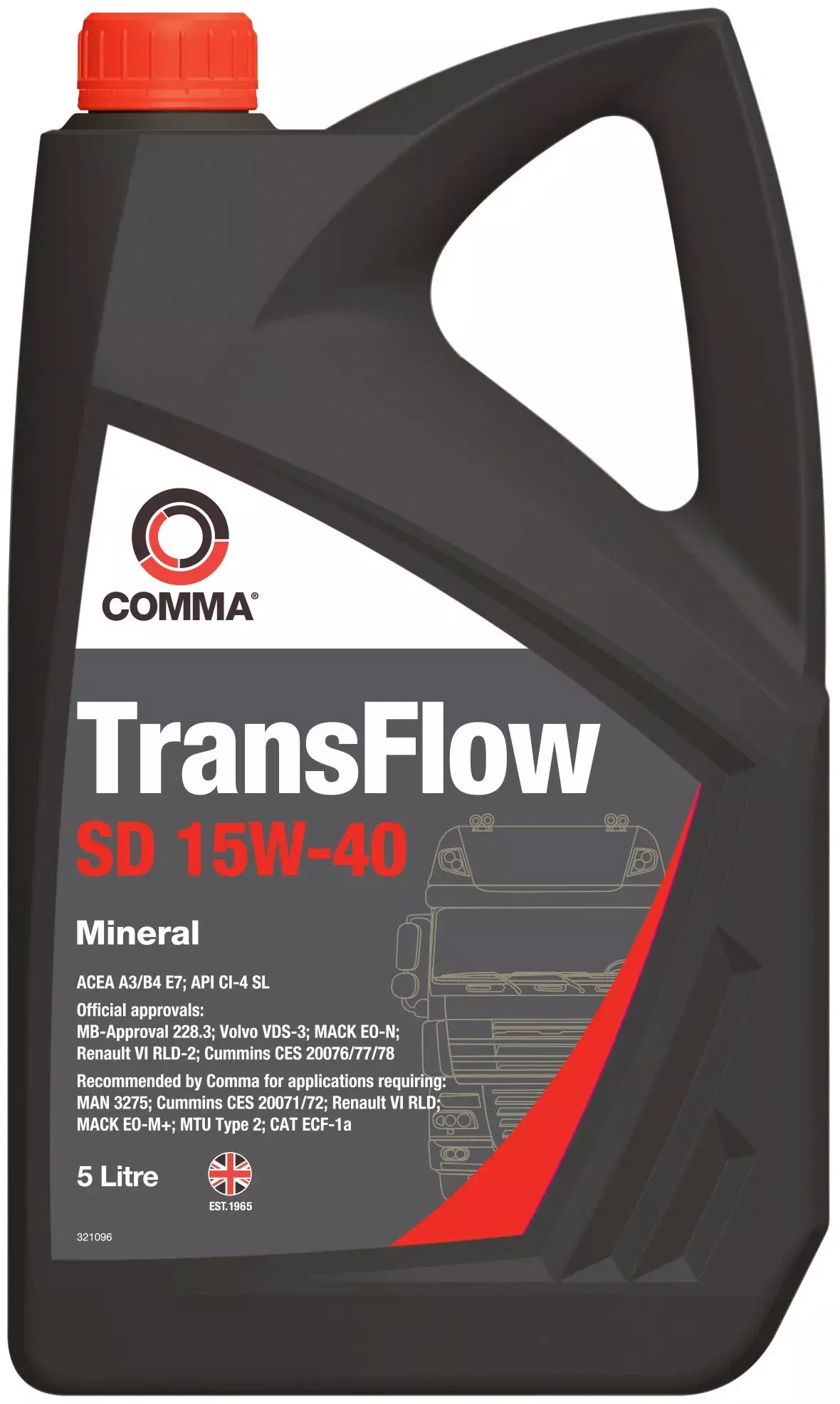 Минеральное моторное масло Comma TransFlow SD 15W-40, 5 л
