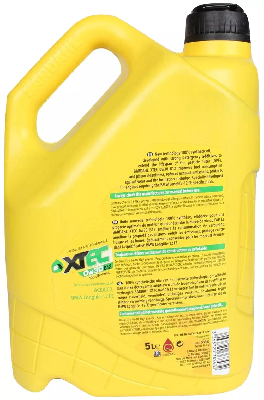 Синтетическое моторное масло Bardahl XTEC 0W-30 B12, 5 л