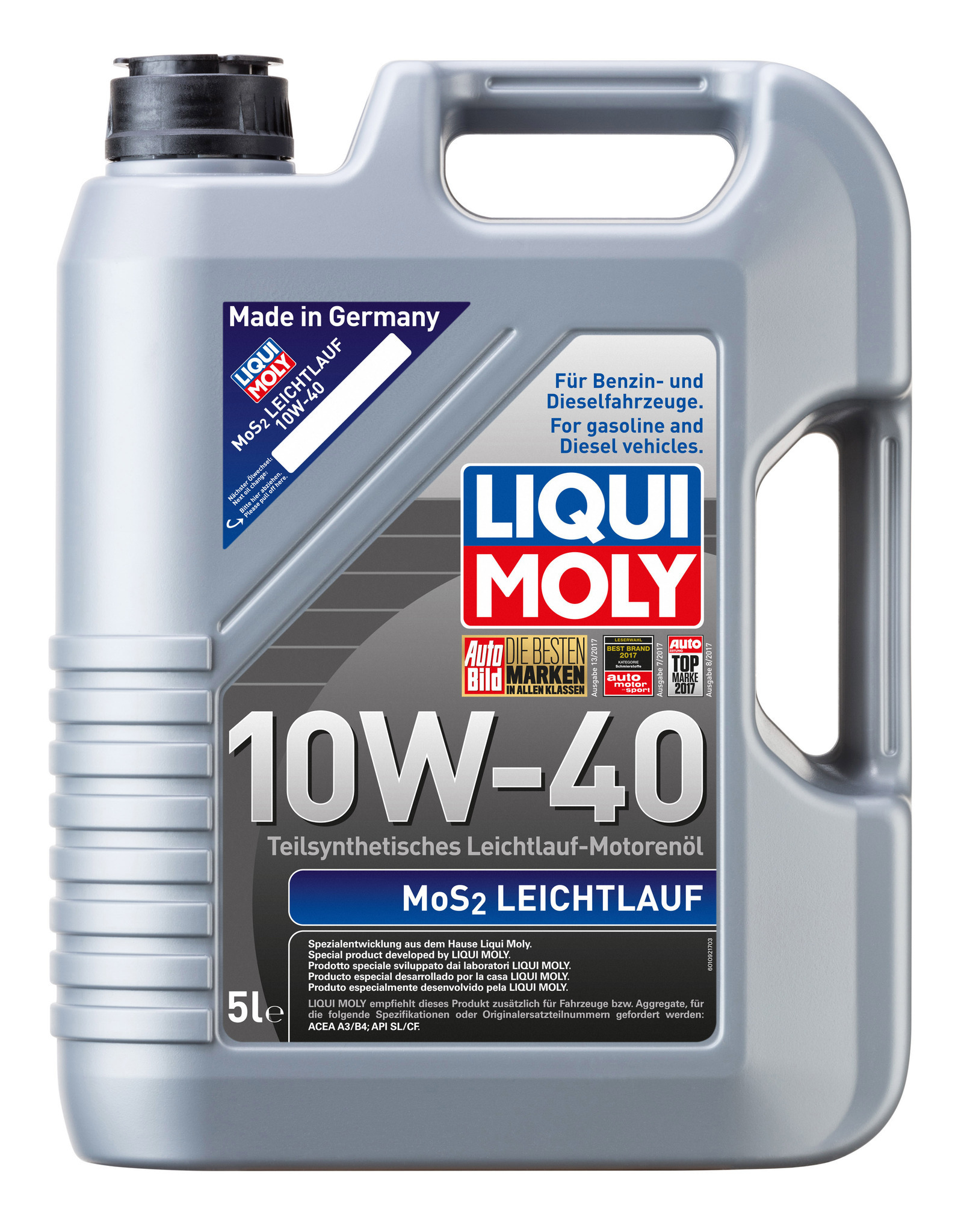 Liqui Moly MoS2 Leichtlauf 10W40 Полусинтетическое моторное масло с молибденом бочка 60л