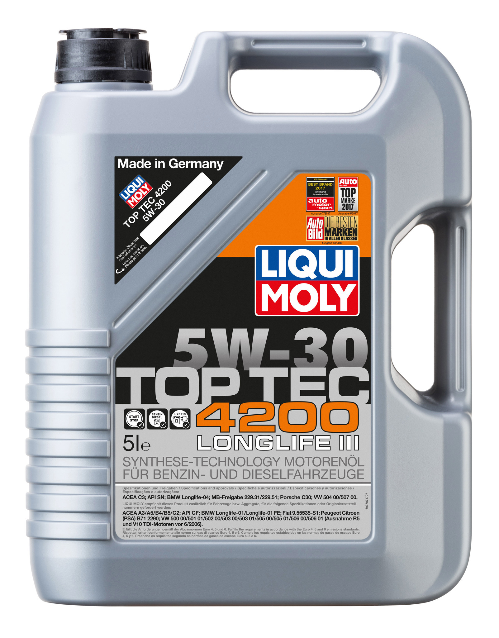Liqui Moly Ceratec +Масло моторное TOP TEC 4200 5w30 (5л) - набор для двигателя автомобиля