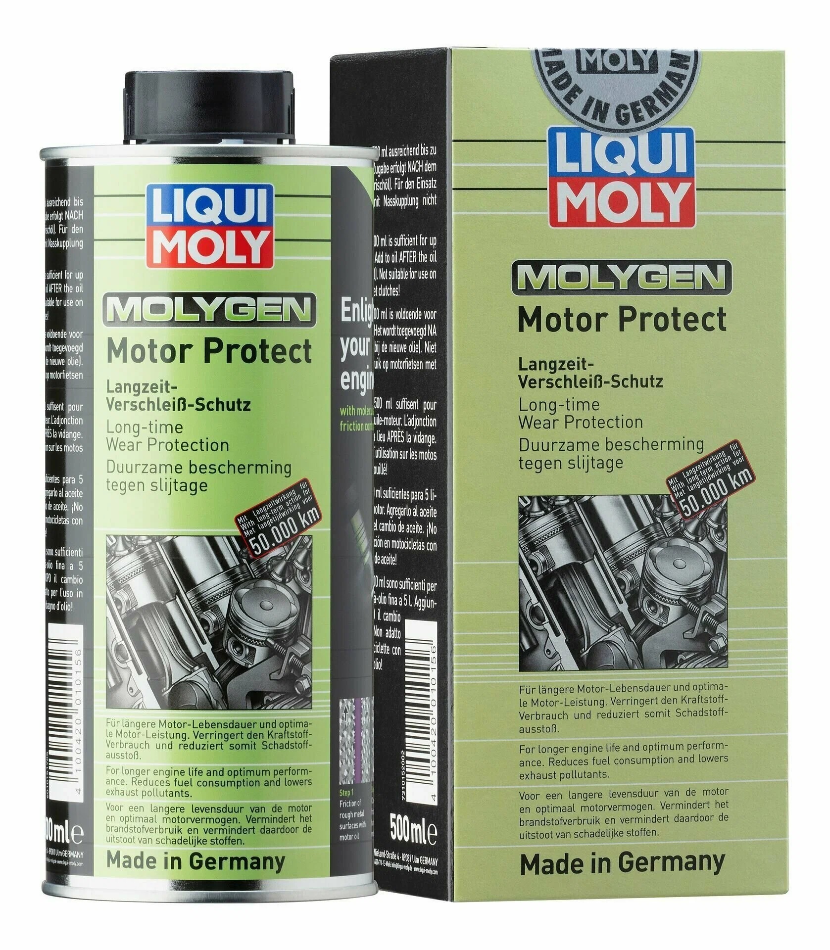 Присадка антифрикционная Liqui Moly Molygen Motor Protect, для долговременной защиты двигателя, 0,5л