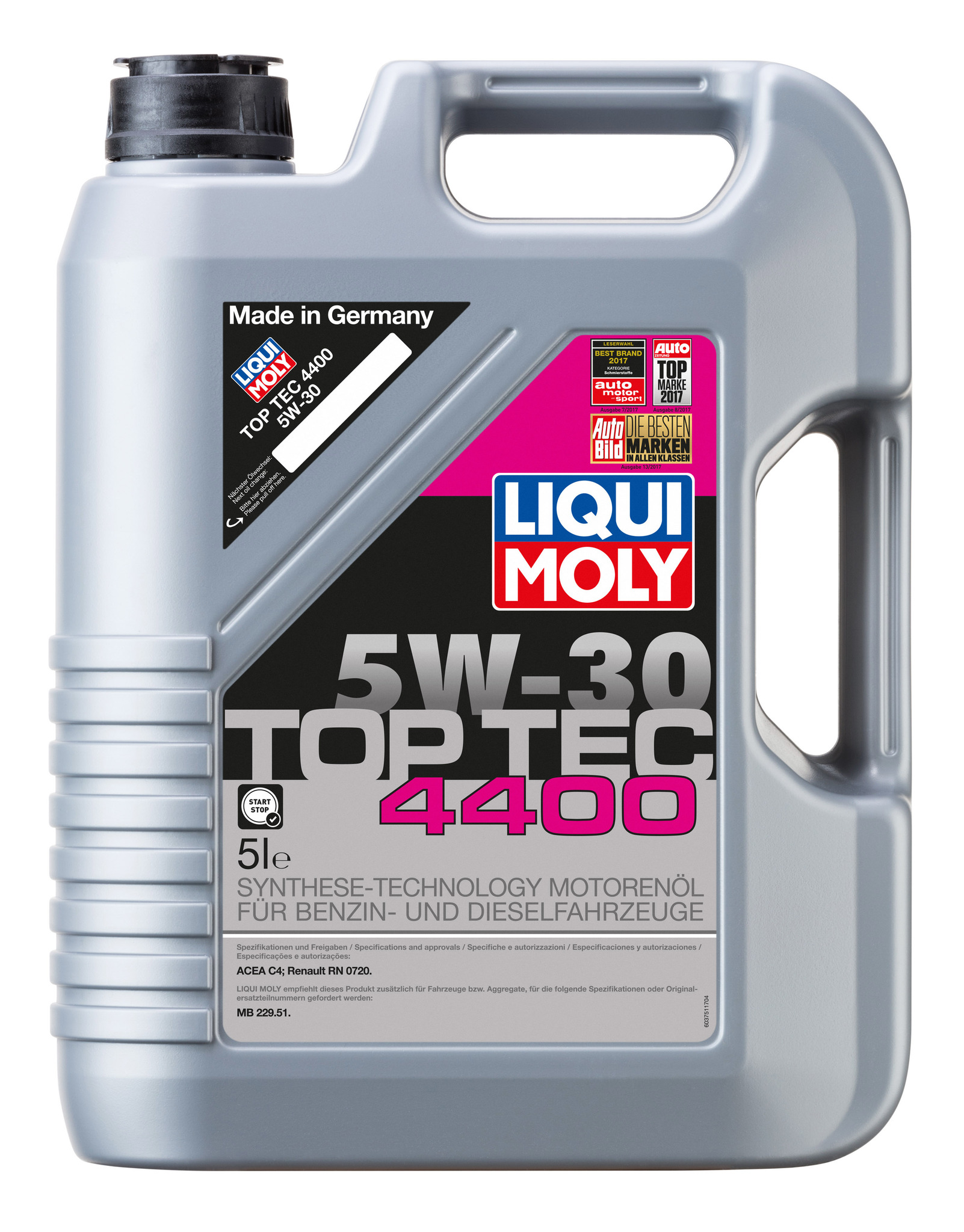 Моторное масло Liqui Moly Top Tec 4400 5W30, HC синтетическое, 5л