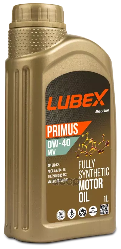 LUBEX Масло моторное PRIMUS MV 0W-40 CF/SN A3/B4 1л