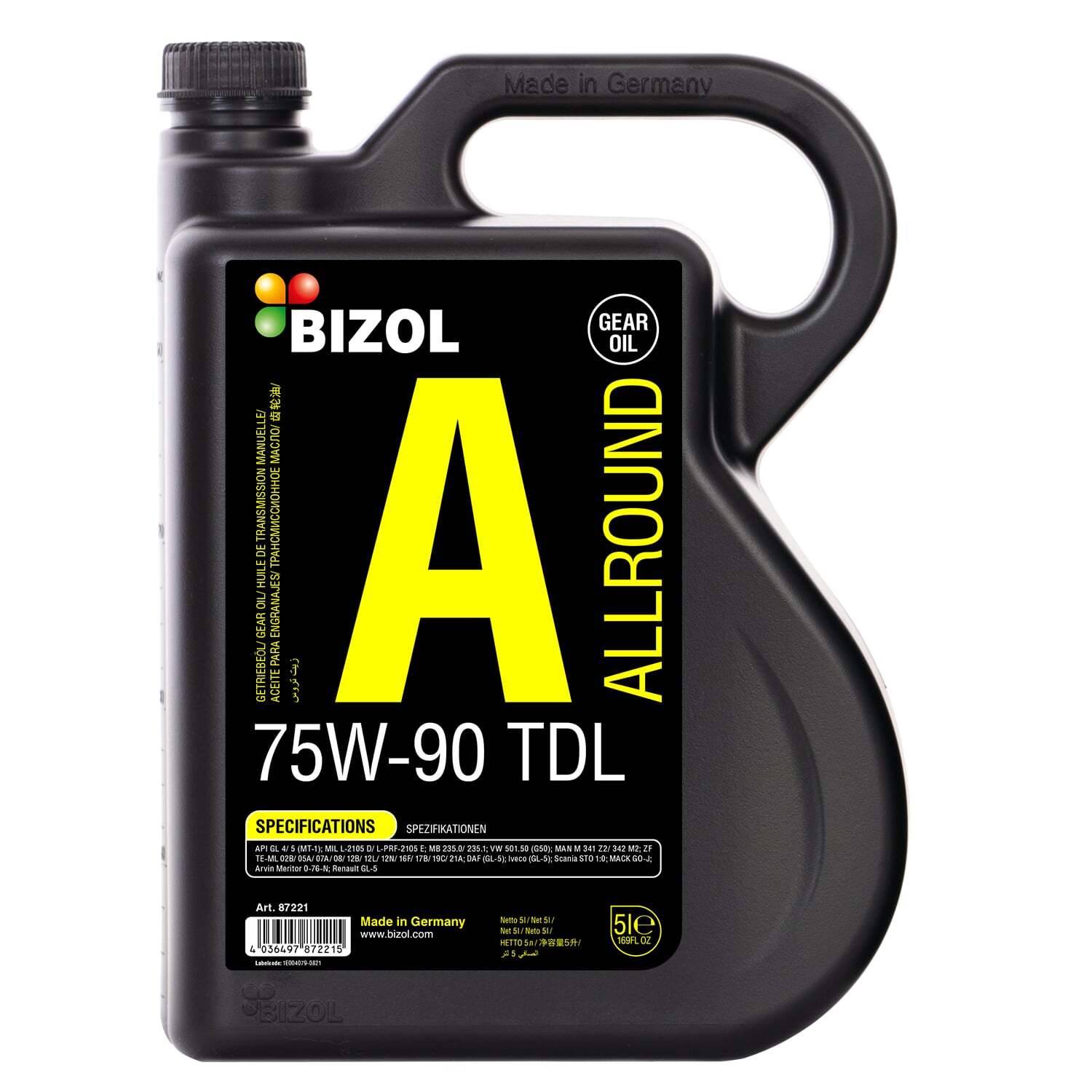 Трансмиссионное масло BIZOL Allround Gear Oil TDL 75W-90 GL-4/GL-5/MT-1 5л