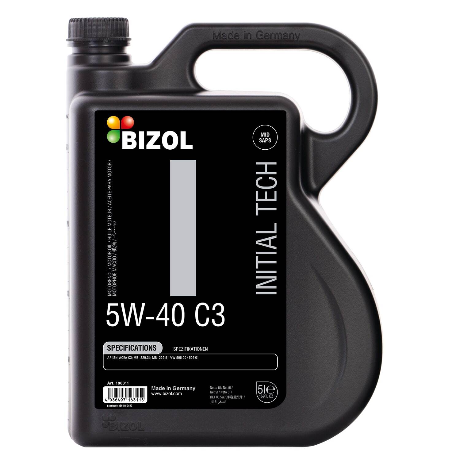Моторное масло BIZOL НС Initial Tech 5W-40 C3 (5л)