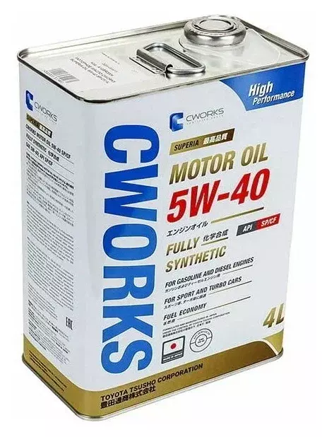 Синтетическое моторное масло CWORKS Superia 5W-40, 4 л, 3.8 кг