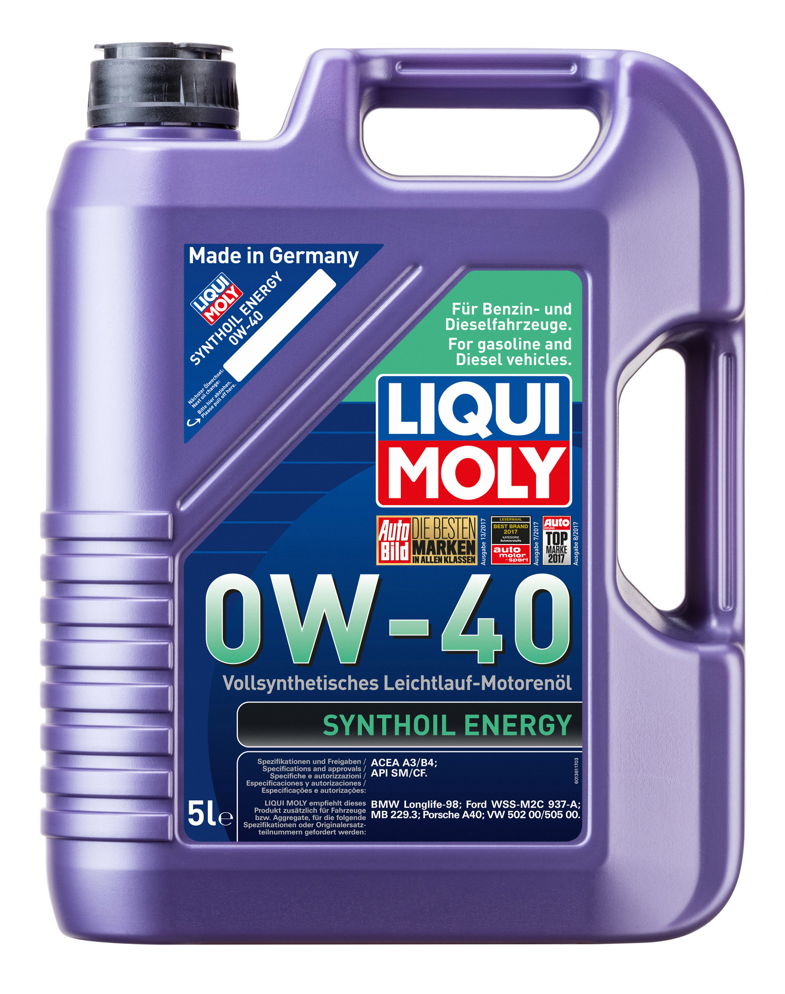 Моторное масло Liqui Moly Synthoil Energy 0W40 синтетическое 5л