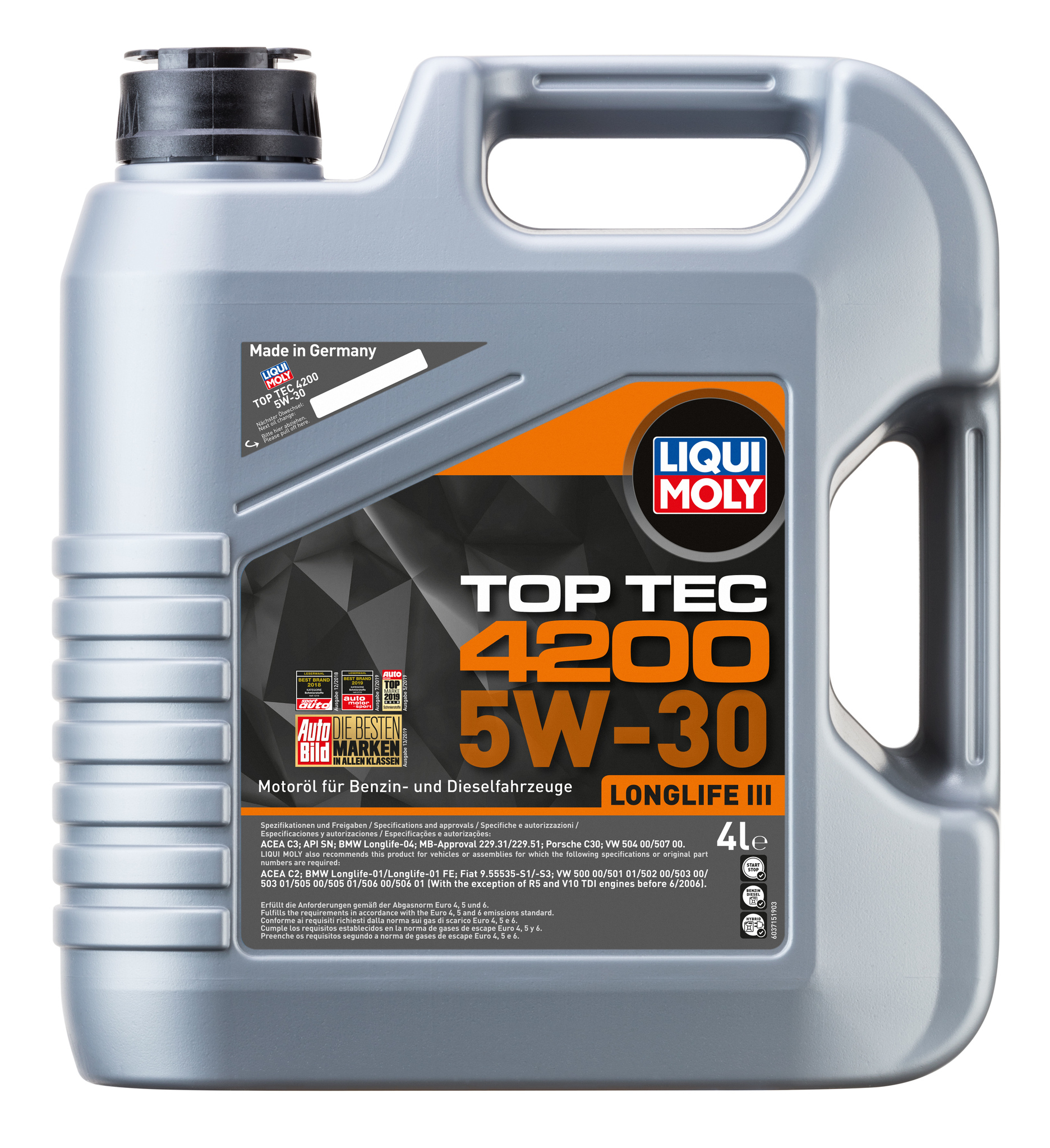 Моторное масло Liqui Moly Top Tec 4200  5W30 hc-синтетическое 4л