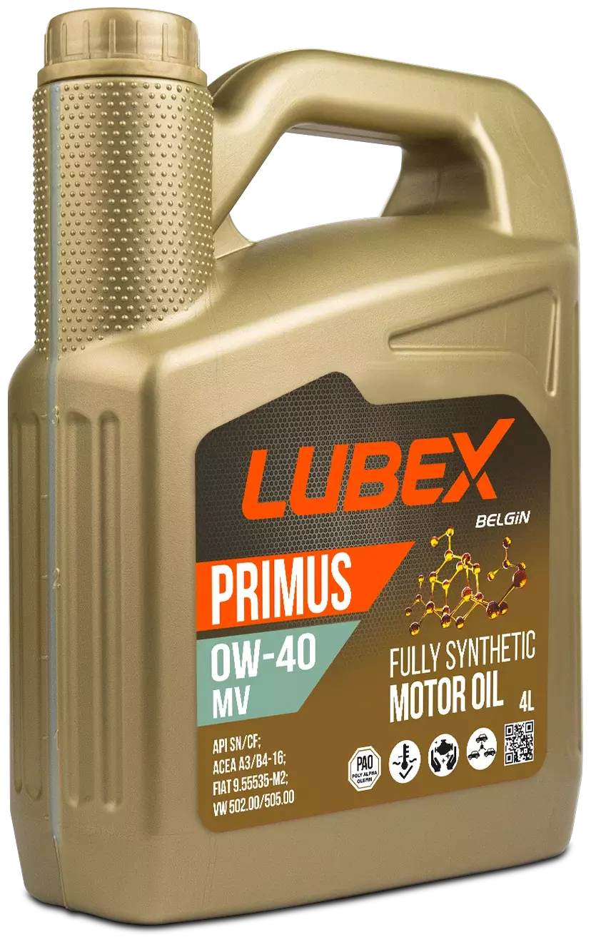 Синтетическое масло LUBEX PRIMUS MV 0W-40 CF/SN A3/B4 4л