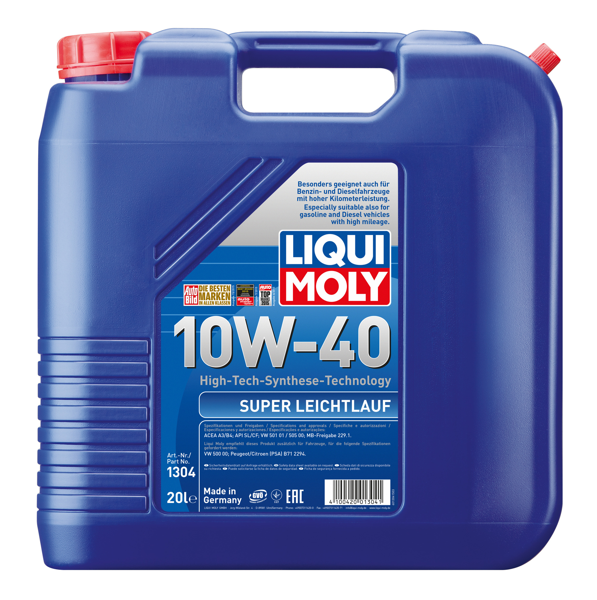 Моторное масло Liqui Moly Super Leichtlauf 10W40 HC-синтетическое 20л