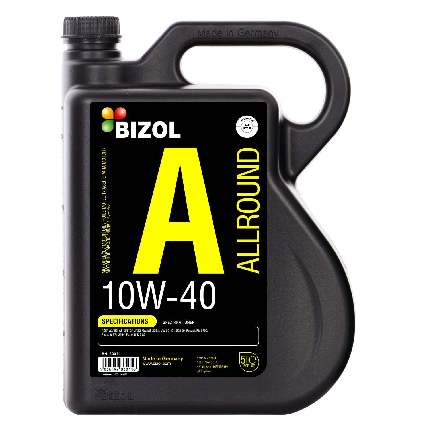 Синтетическое масло BIZOL НС Allround 10W-40 SN A3/B4 MA2 (5л)