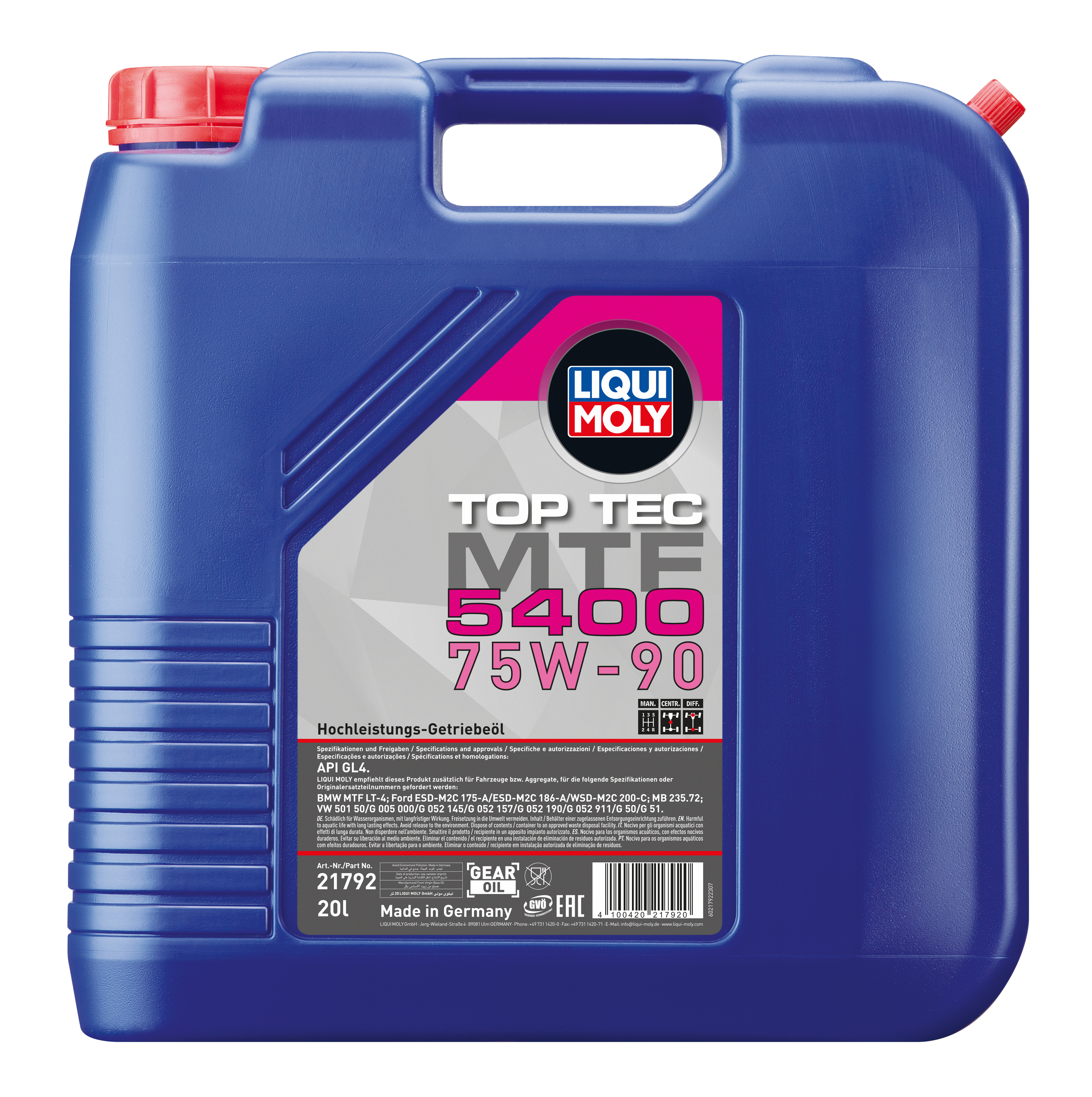 Трансмиссионное масло Liqui Moly Top Tec MTF 5400 75W90 HC- синтетическое 20л