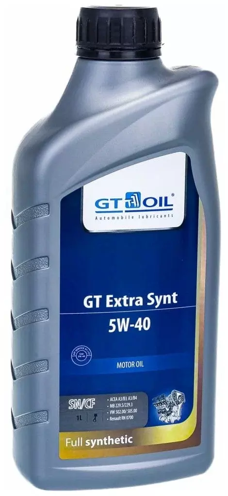 Синтетическое моторное масло GT OIL GT Extra Synt 5W-40, 1 л, 0.93 кг