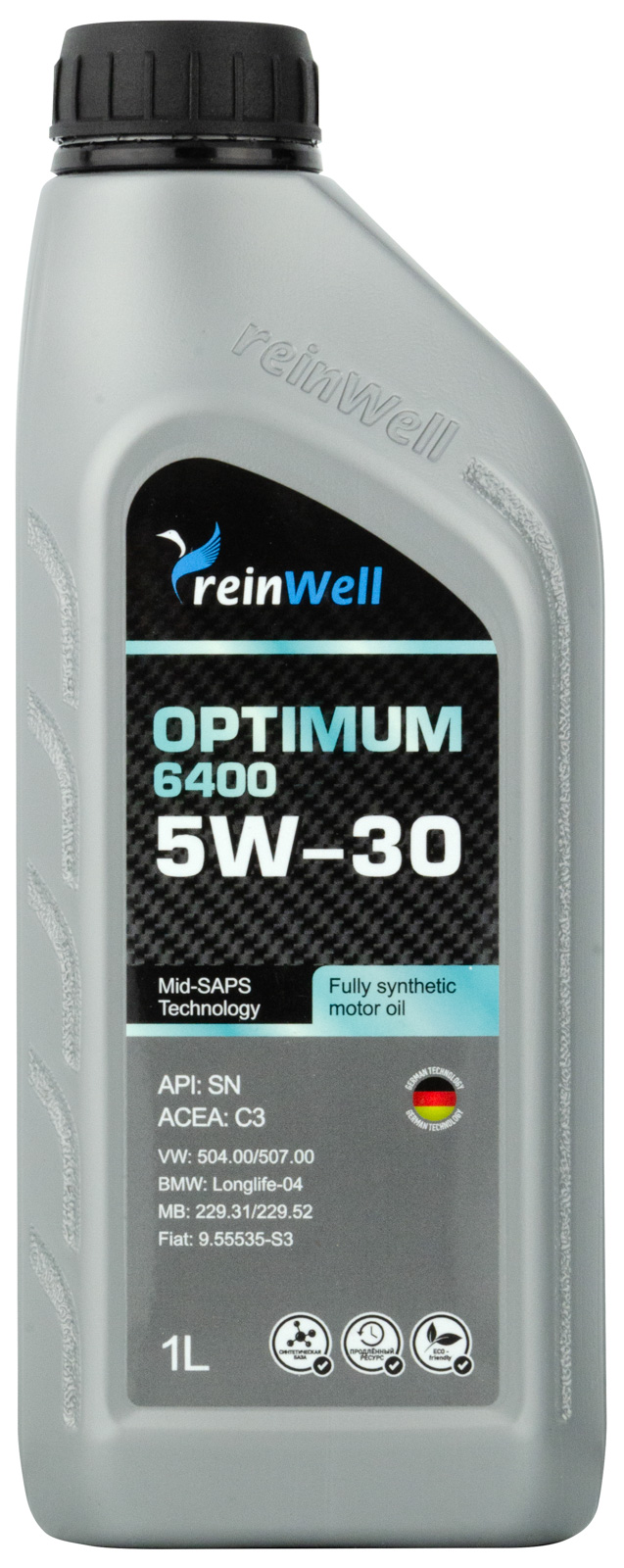 Моторное масло Reinwell OPTIMUM 6400 5W-30 синтетическое 1л