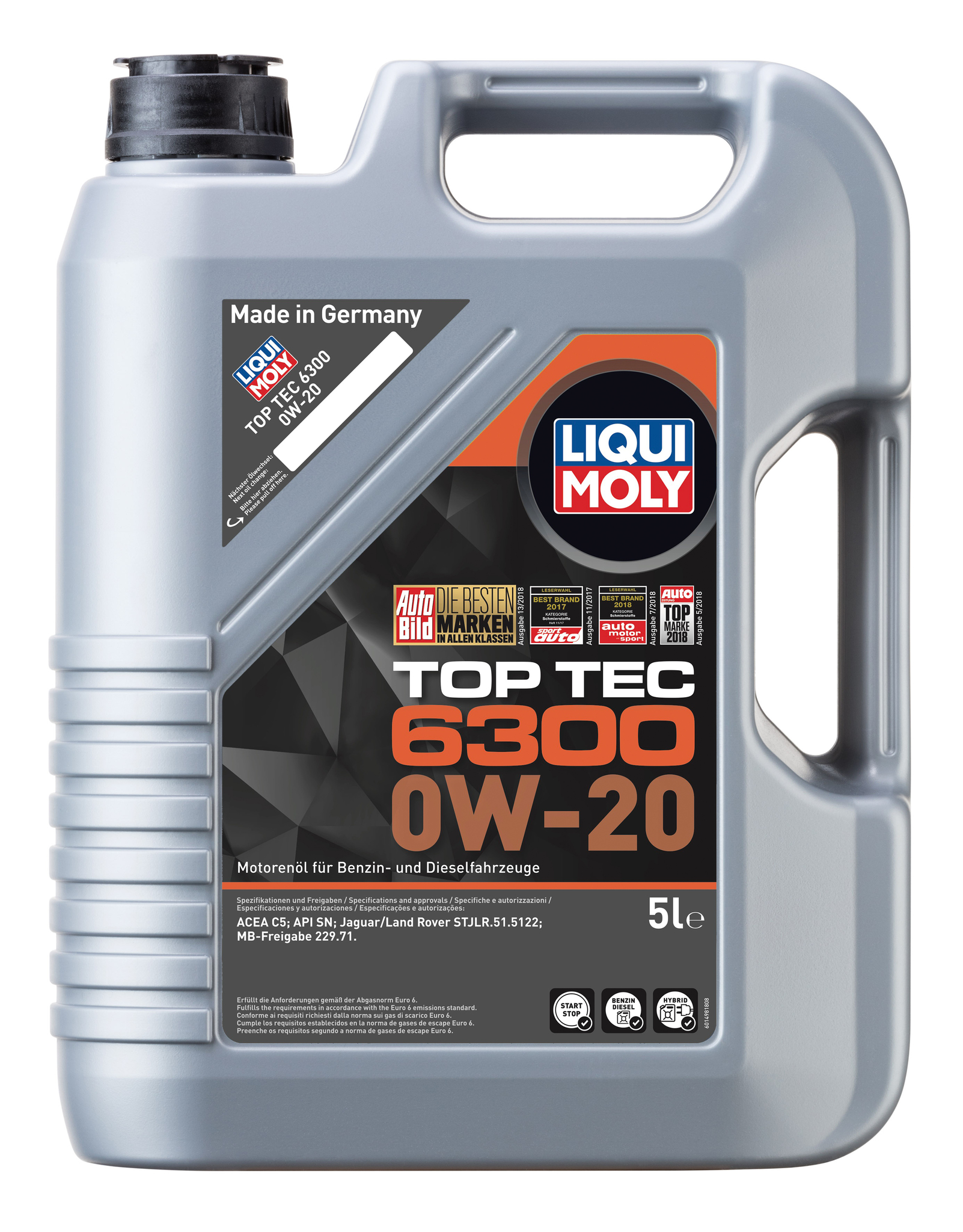 Моторное масло Liqui Moly Top Tec 6300 0W20, синтетическое, 5л