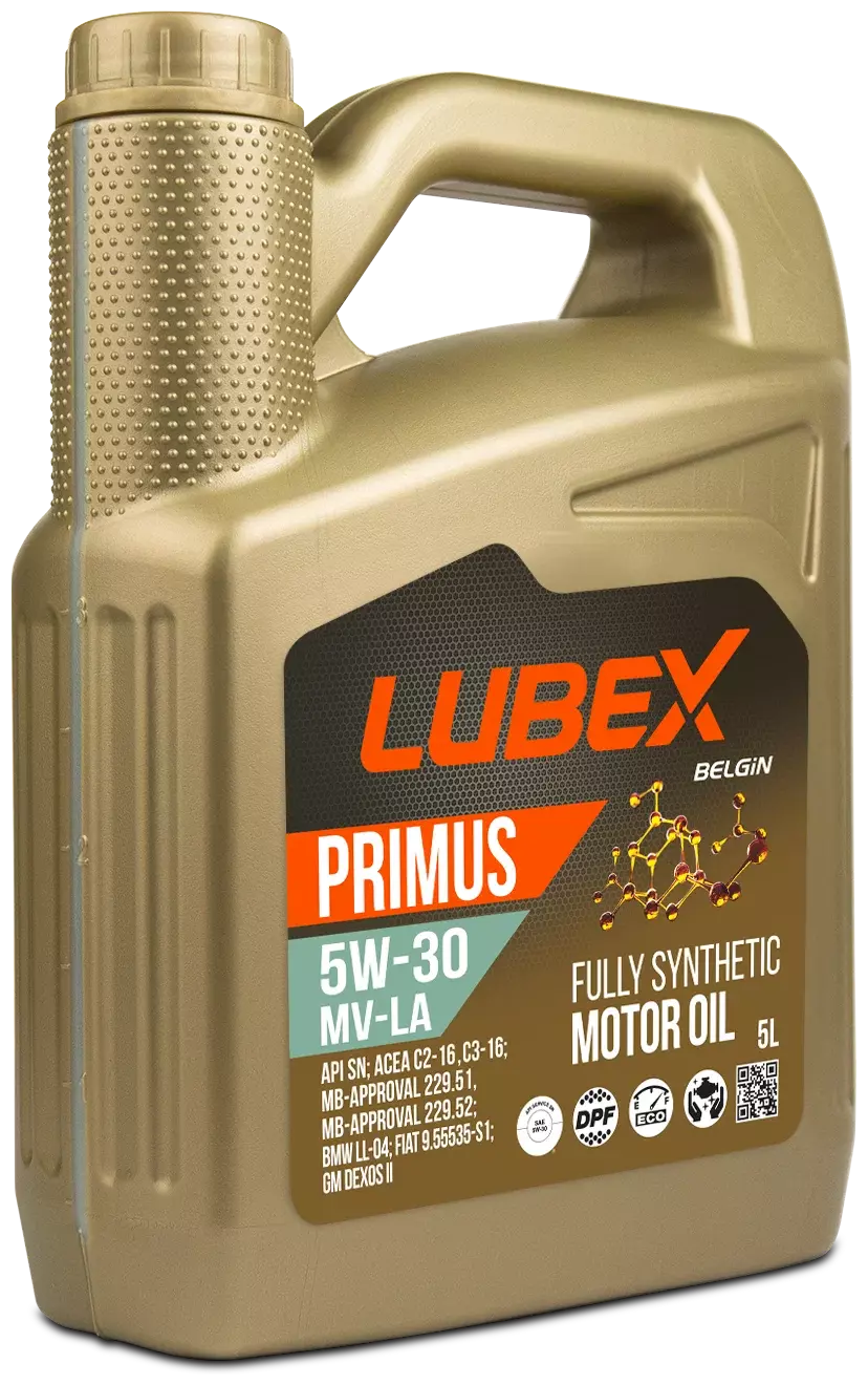 Синтетическое моторное масло LUBEX PRIMUS MV-LA 5W-30, 5 л, 5 кг