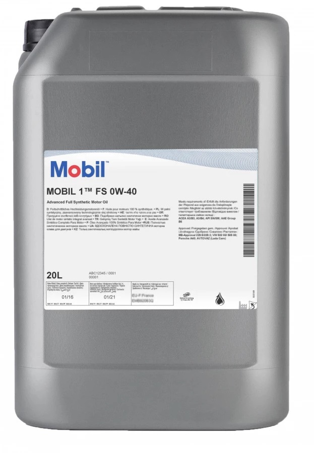 Моторное масло MOBIL 1 FS 0W-40 синтетическое 20л